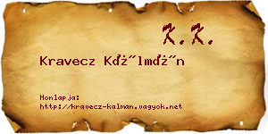 Kravecz Kálmán névjegykártya