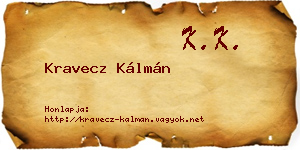 Kravecz Kálmán névjegykártya